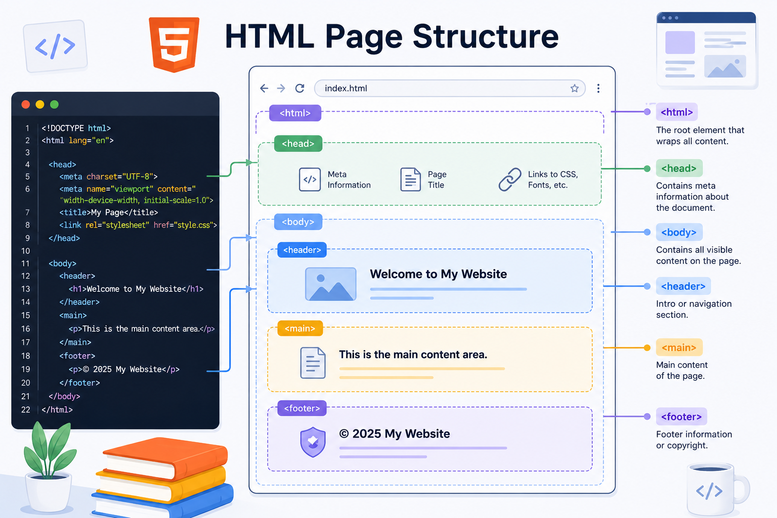 Diagram of the structure of an HTML document